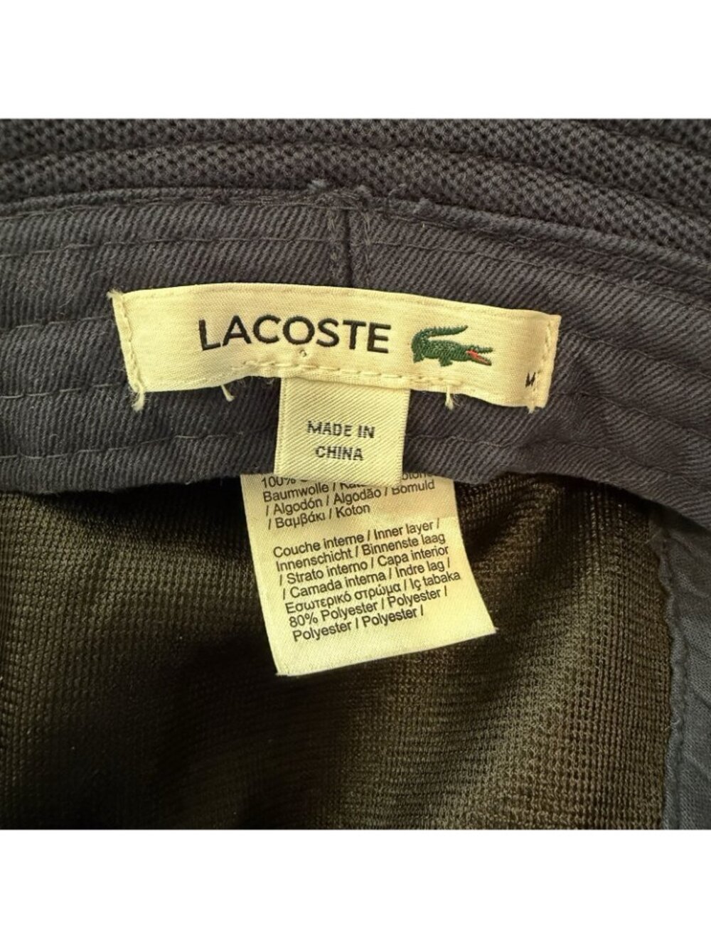 Lacoste Pique Bucket Hat Logo Cotton Navy Blue Y2K 90's Vintage-Style Womens M - Picture 8 of 12